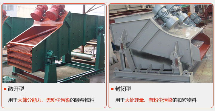 洗煤振動(dòng)篩分類根據(jù)物料的不同性質(zhì)和篩分場(chǎng)景的要求有敞開型和封閉型等。