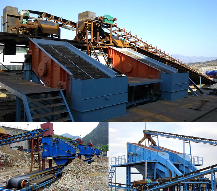 礦用振動(dòng)篩石子篩分現(xiàn)場。