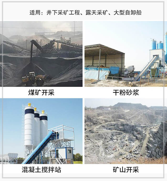 大傾角皮帶輸送機(jī)適用于煤礦開采，混凝土攪拌站，干粉砂漿，礦山開采等行業(yè)中。