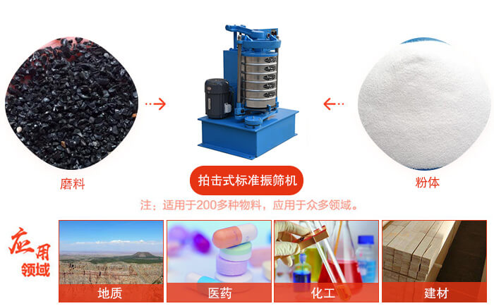 拍擊篩適用于多種物料顆粒狀，粉狀，不規(guī)則物料的篩分。